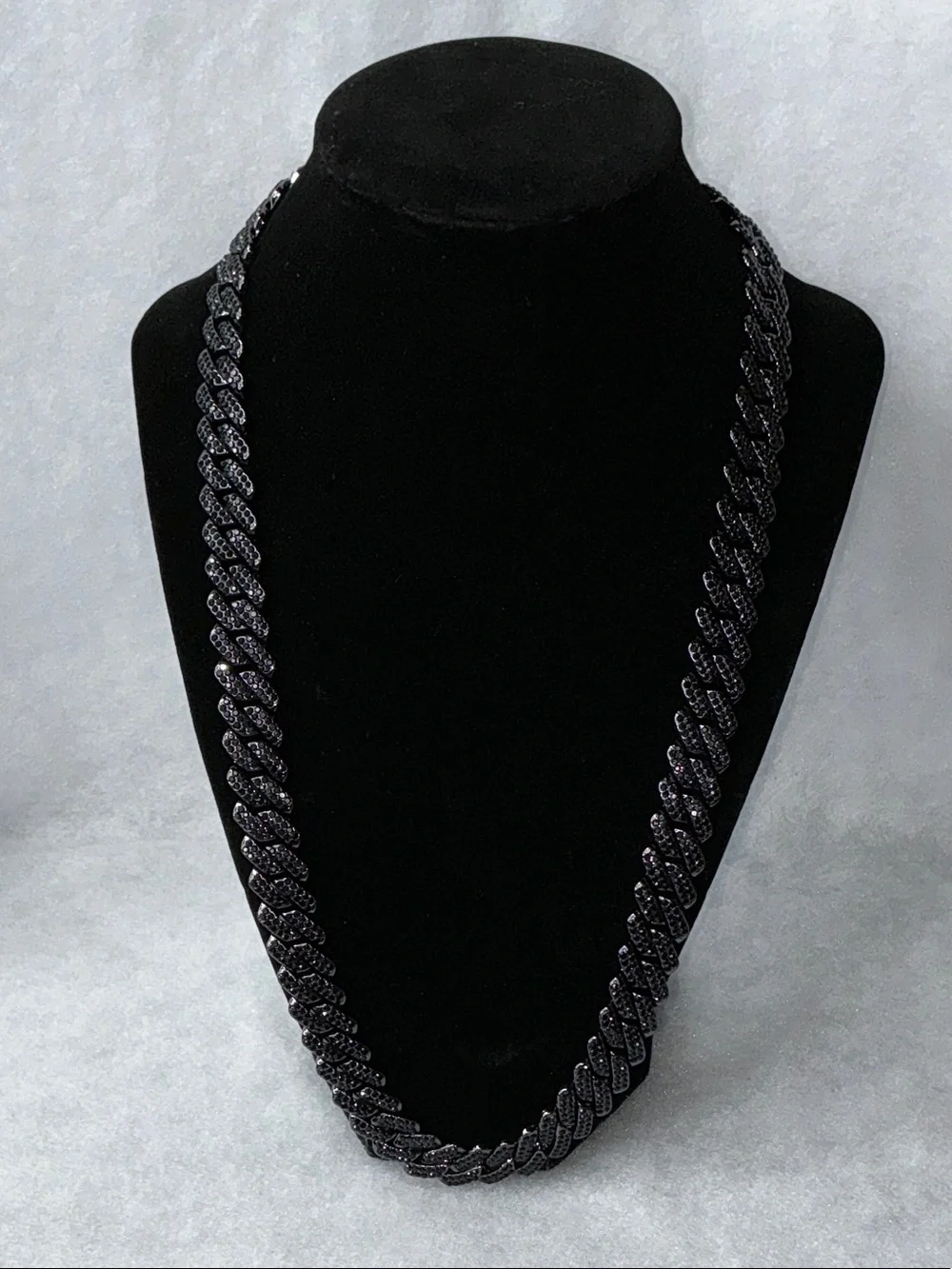 Men's Black Pavé Cuban Link Necklace 24”- Stainless Steel CZ